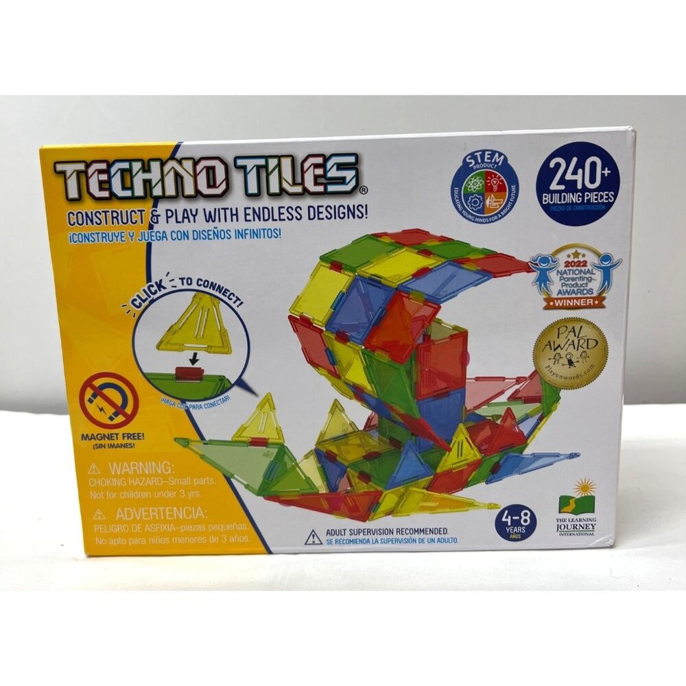 Techno Tiles Stem Construction Set 240+ Building Pieces Ages 4-8